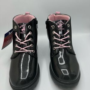 Beverly Hills Polo Club Girls Boots Black Glitter Size3 NEW